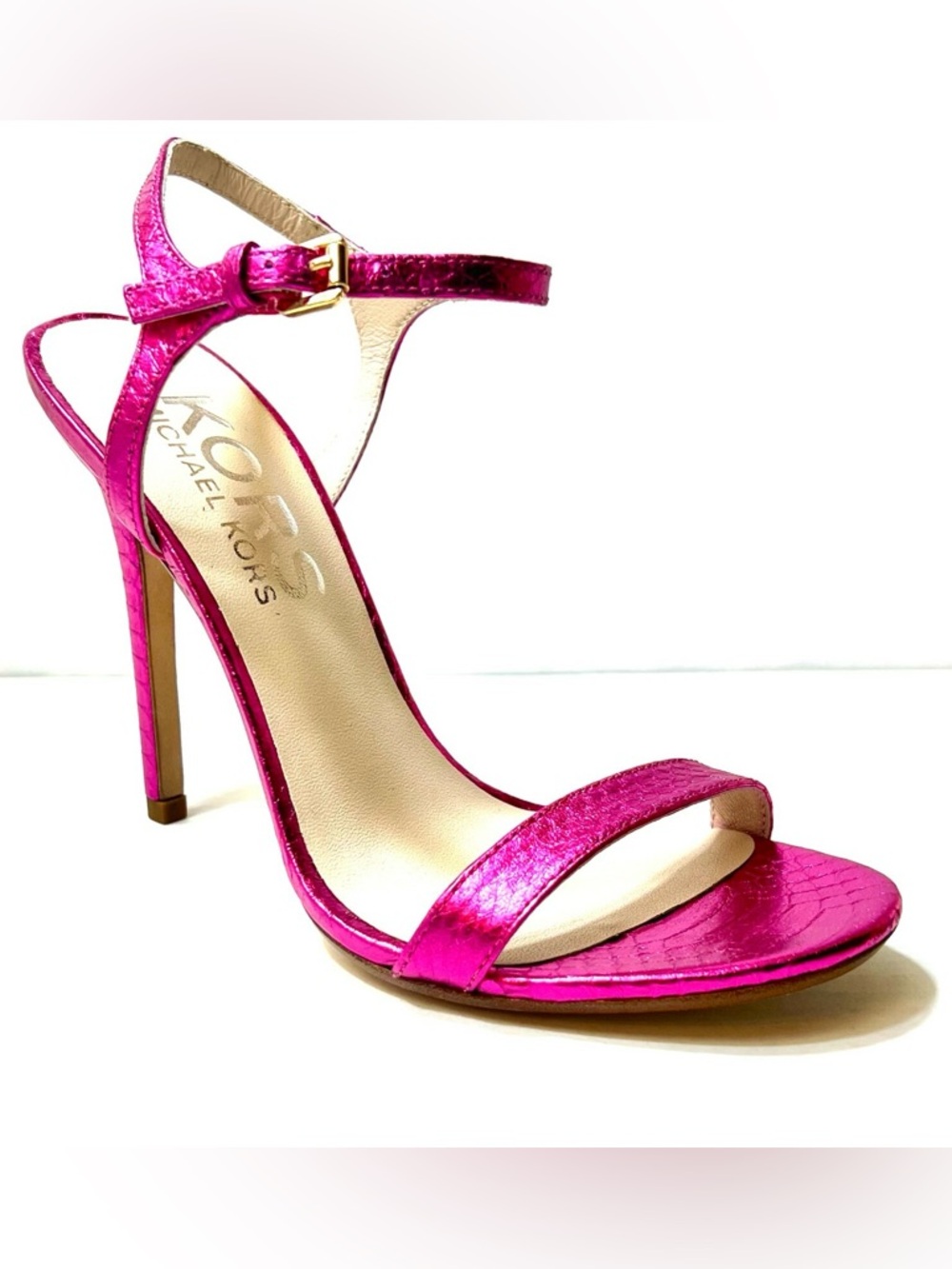 Michael Kors Mikaela Metallic Snakeskin Slingback Sandals size 10